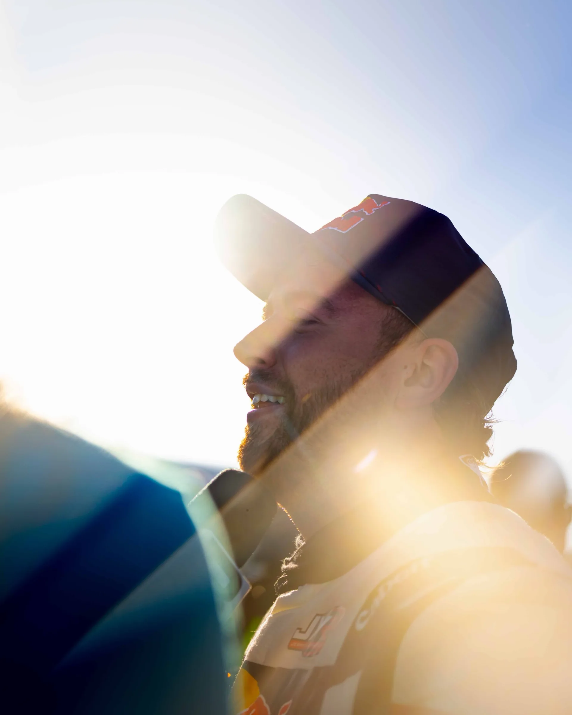 Backlit motorsport portrait