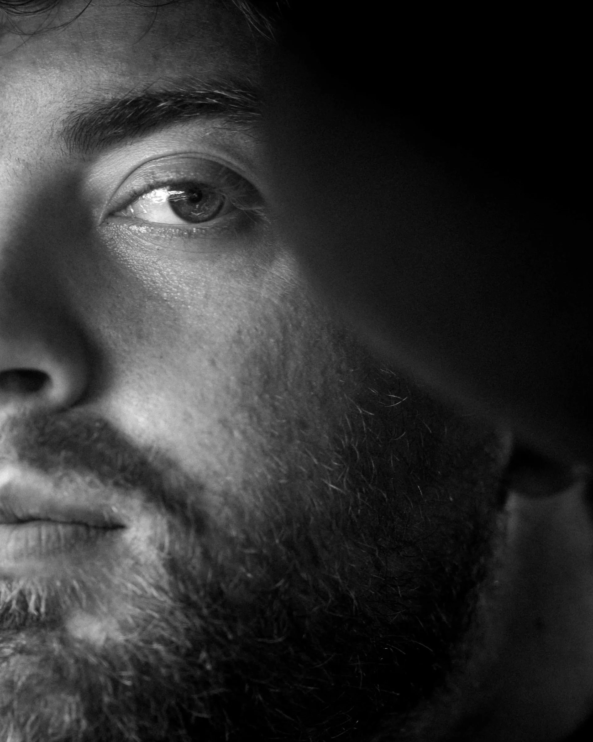 Black and white close portrait